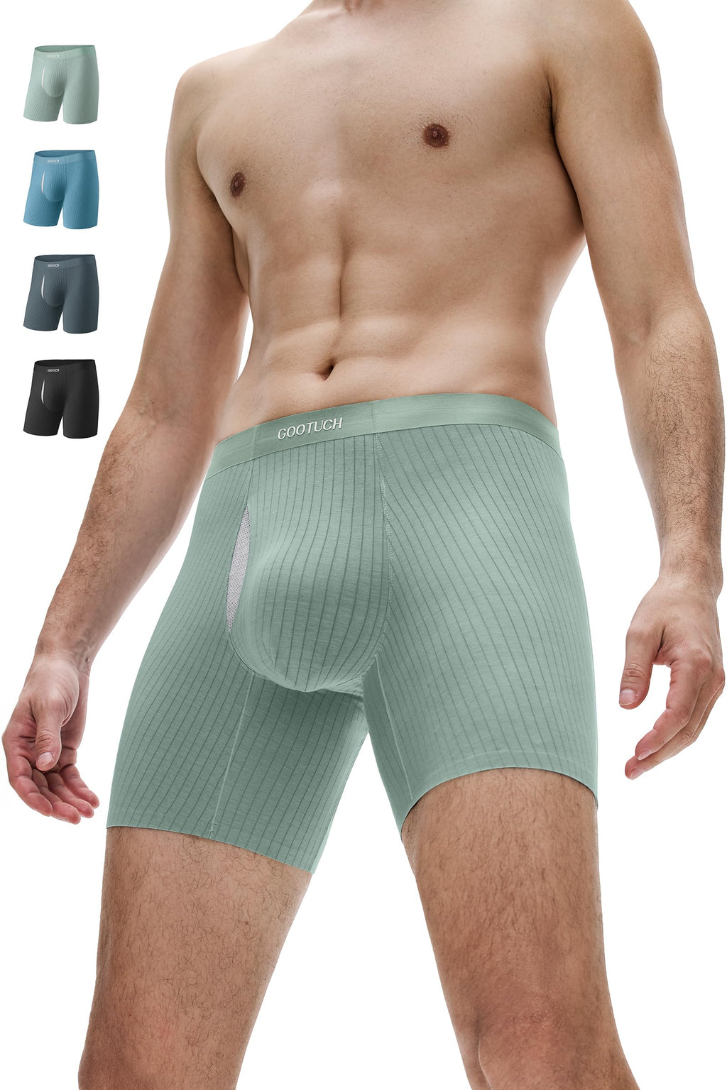 GOOTUCH Mens Underwear Briefs Odor Control, Moisture Wicking Ultra-Stretch Seamless Modal Underwear, Silver-Ion Tech(Black/Dark Gray/Green/Grey Blue, L)