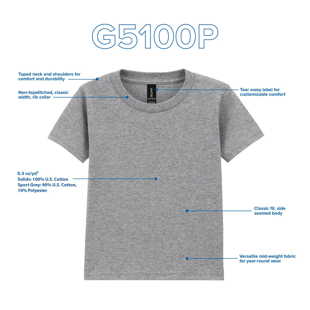 Gildan Youth Toddler T-Shirt, Style G5100P, 2-Pack, White, 2T