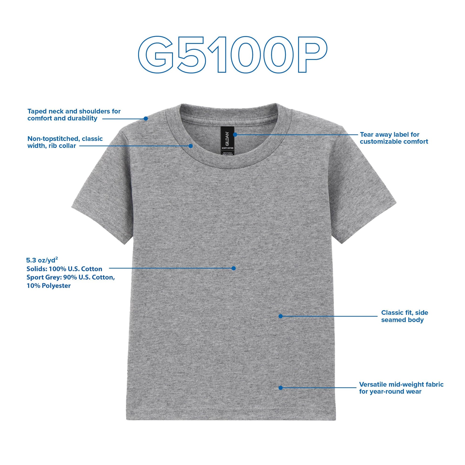 Gildan Youth Toddler T-Shirt, Style G5100P, 2-Pack, White, 2T