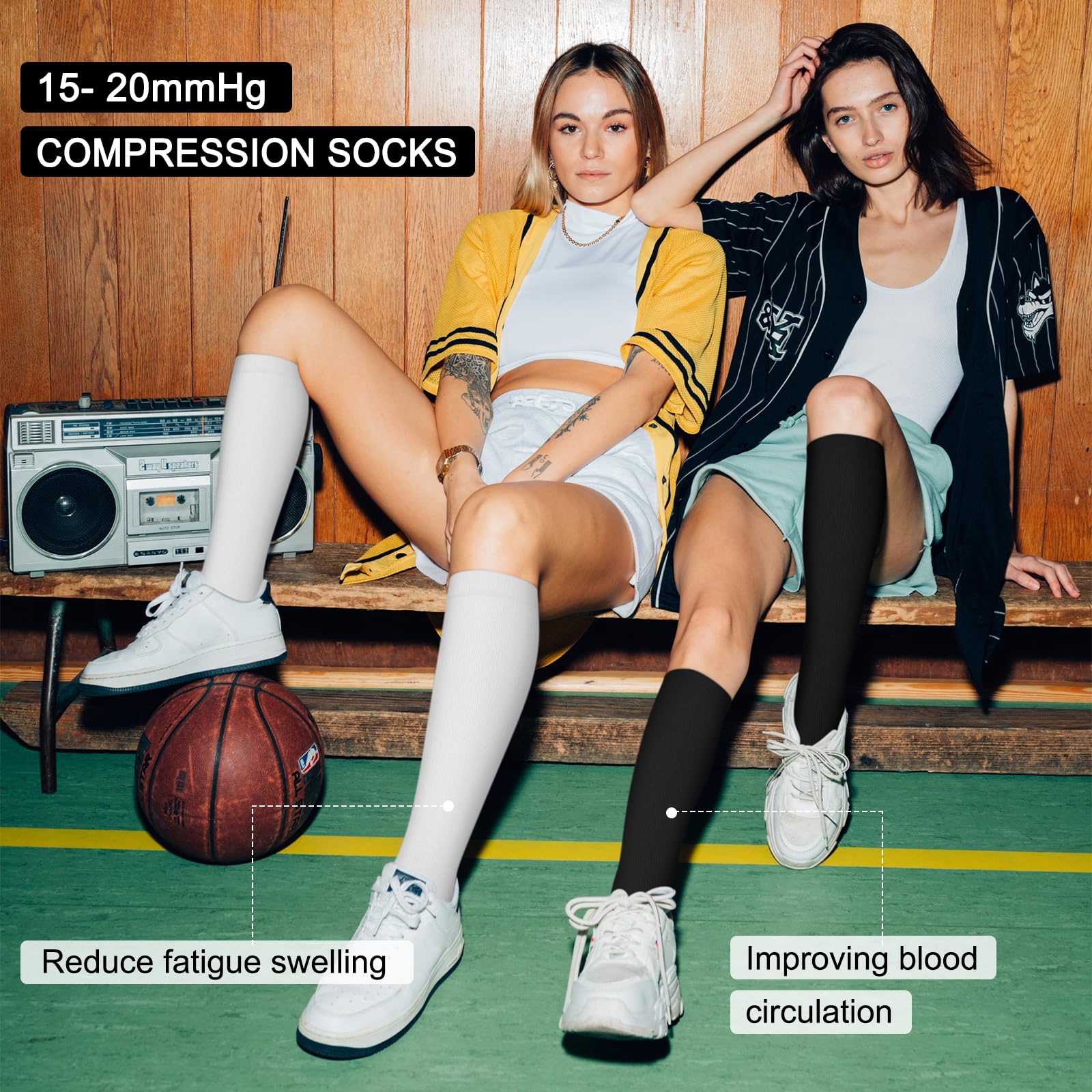 Iseasoo 4 Pairs Compression Socks for Women Circulation-Best Support for Nurses,Running,Athletic,Travel L-XL