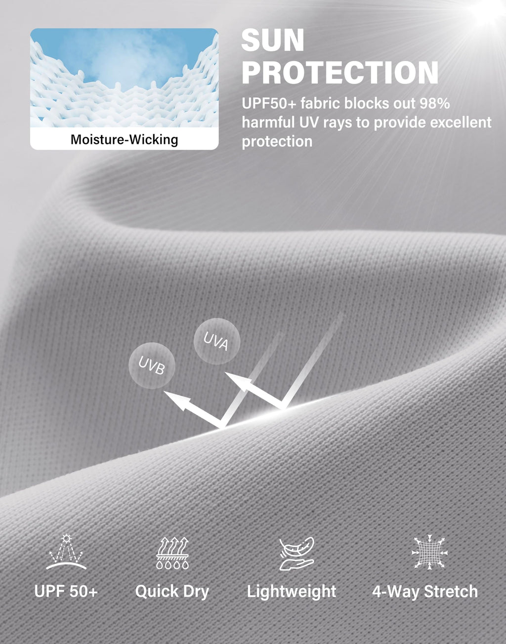 Men's UPF 50+ Sun Protection Hoodie Jacket Lightweight Full Zip Hoodies Long Sleeve Shirts for Men Hiking Fishing(Light Grey,XL)