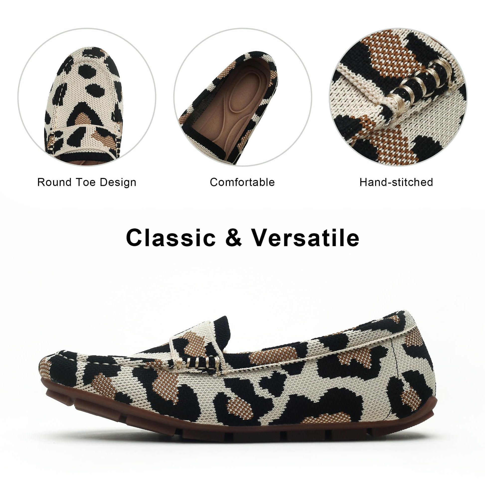 Loafer Shoes for Women Comfortable Casual Women's Loafer Shoes Flat Shoes-Leopard Print-6.5