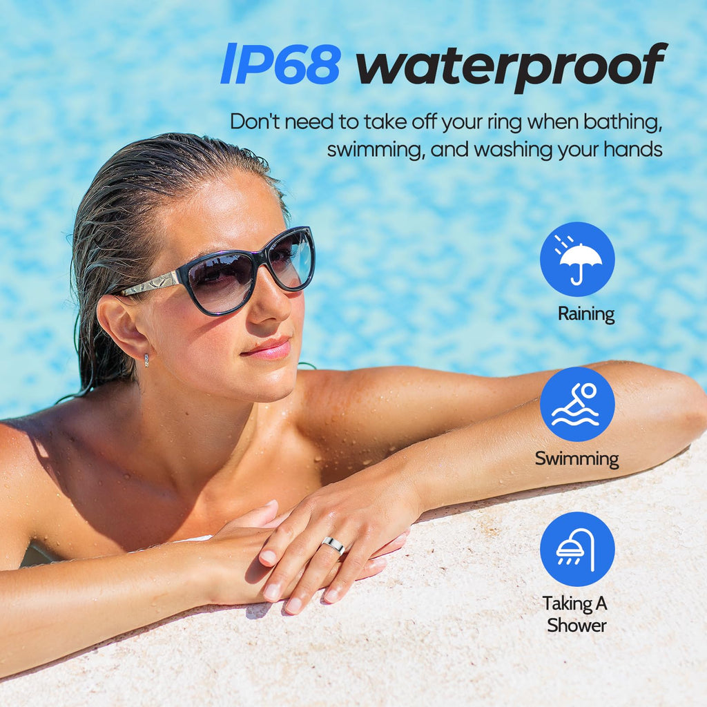 Smart Health Ring for Women Men Fitness Tracker with Heart Rate, Blood Pressure,Blood Oxygen,Step Counting, Sleep Monitoring,IP68 Waterproof for iPhone and Android, No Subscription Fee (Silver, 9)