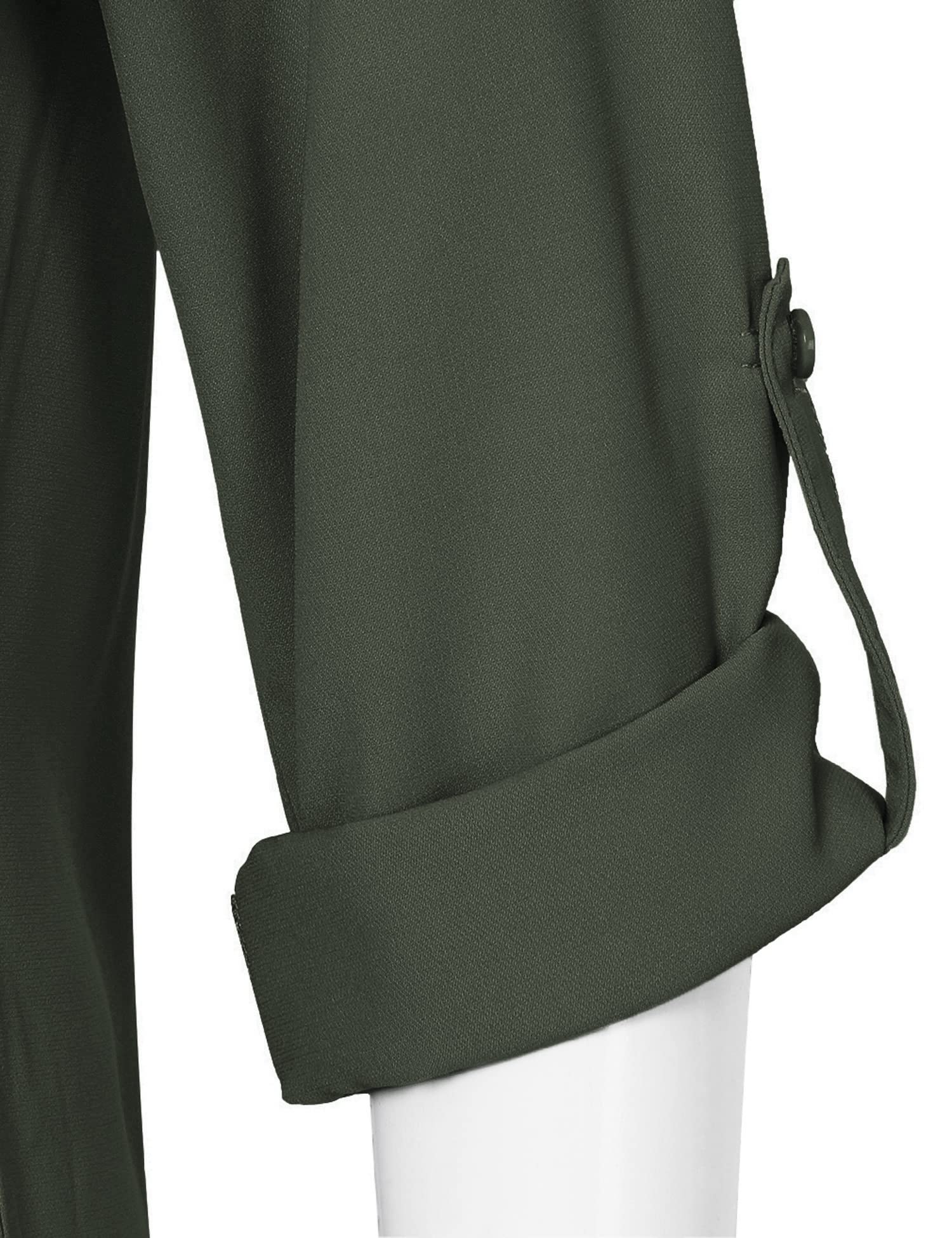 Timeson Blouses for Women,Women's Dress Shirts 3/4 Sleeve Tunics Tops for Women Business Casual Attire Chiffon Tops Ladies V Neck Professional Shirts Armygreen