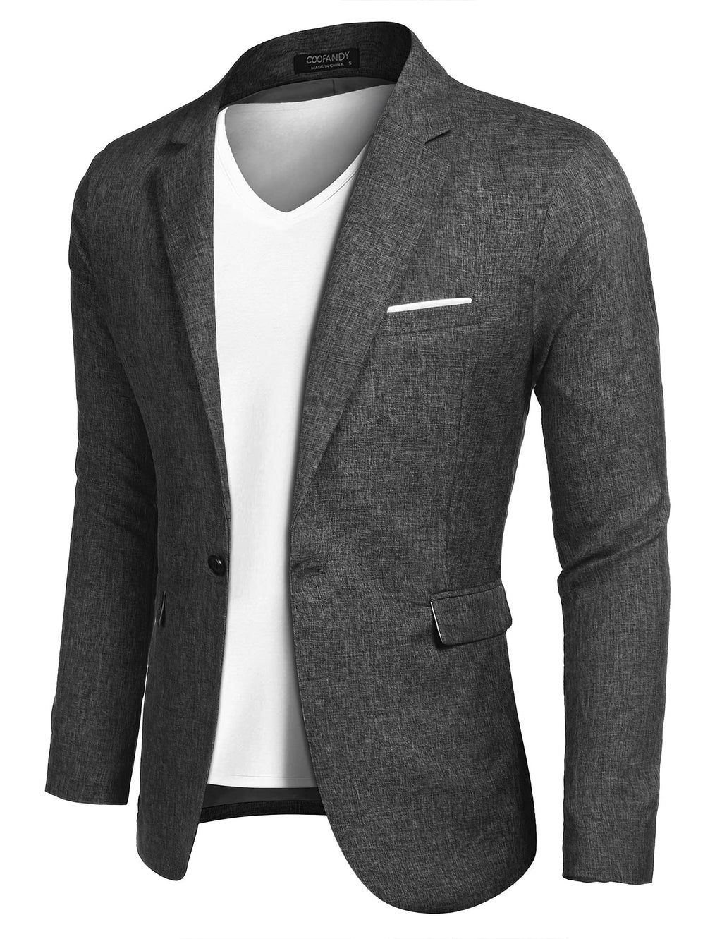 COOFANDY Mens Blazers Slim Fit Casual Blazer Jackets Slim Fit One Button Sports Coat (Black L)