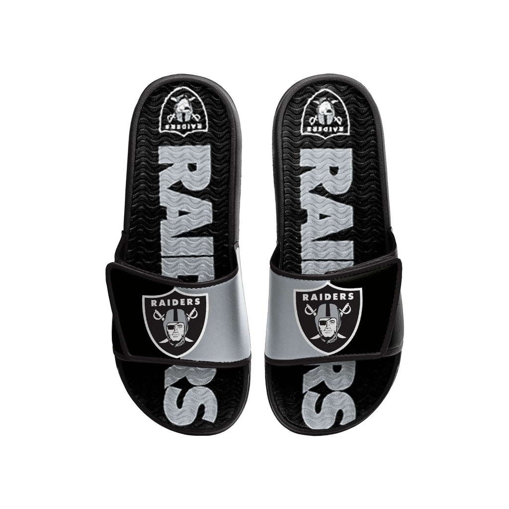 FOCO Las Vegas Raiders NFL Mens Colorblock Big Logo Gel Slides - M