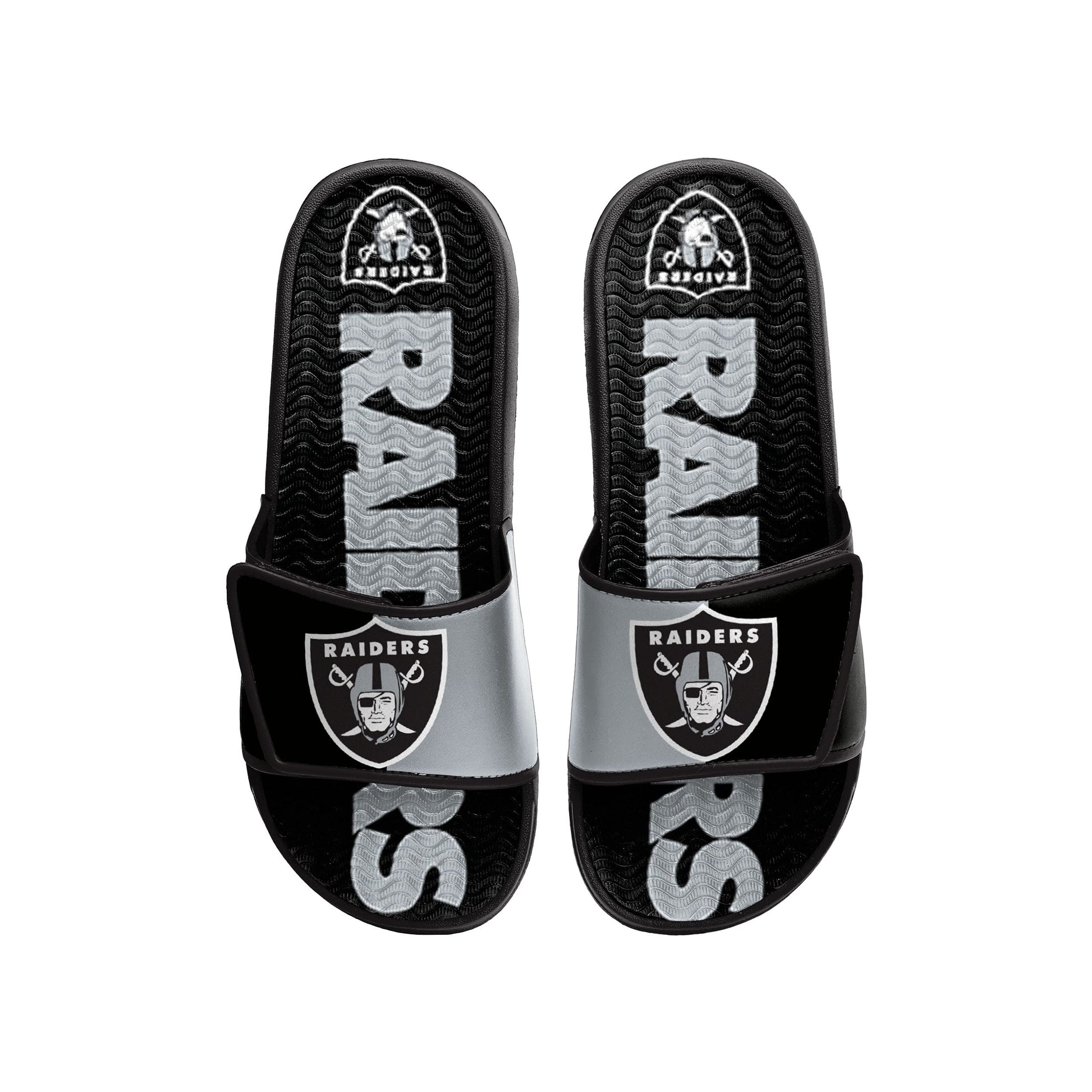 FOCO Las Vegas Raiders NFL Mens Colorblock Big Logo Gel Slides - M