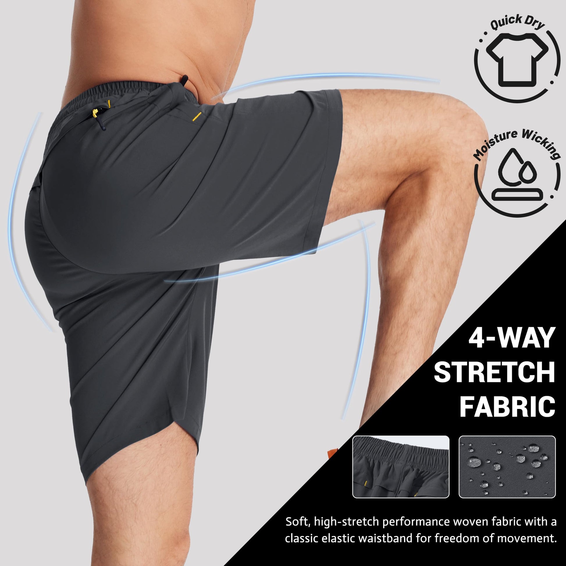 TACVASEN Mens Gym Athletic Shorts Running Workout Shorts for Men 9 Inch Inseam Lightweight Quick Dry Summer Golf Casual Beach
