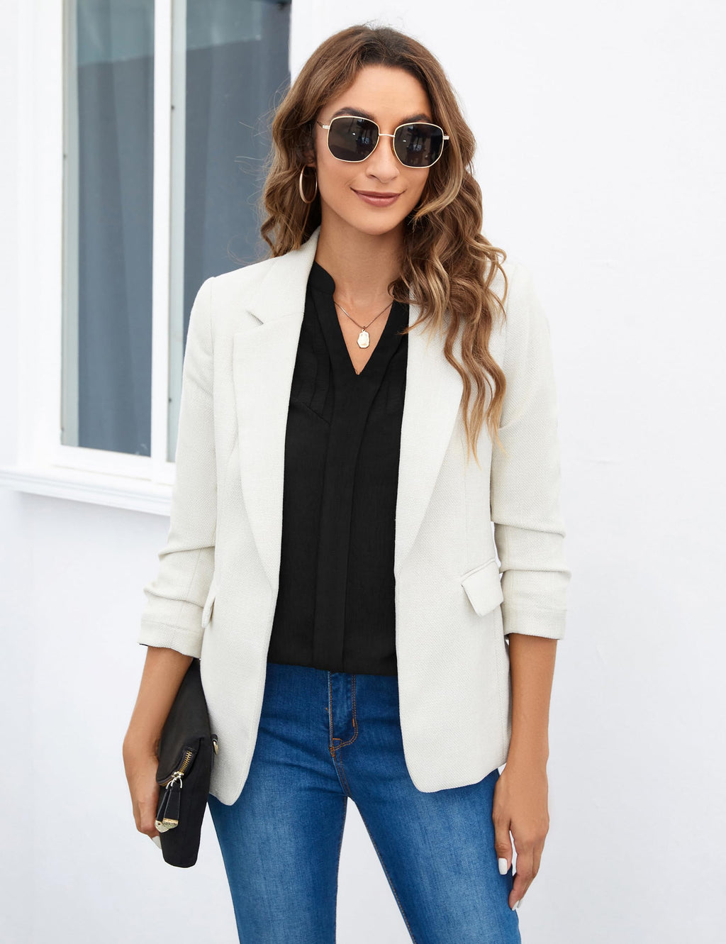 Blooming Jelly Women's Dressy Casual Tops Business Work Blouses Black Long Sleeve Dress Shirts 2025(X-Large,Black)