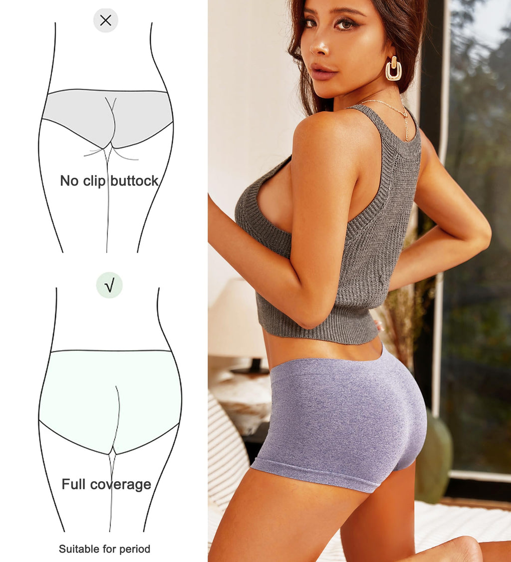 Womens Boyshorts Underwear Seamless Boxer Briefs Full Coverage Soft Stretch Boxer Shorts For Women 4 Pack