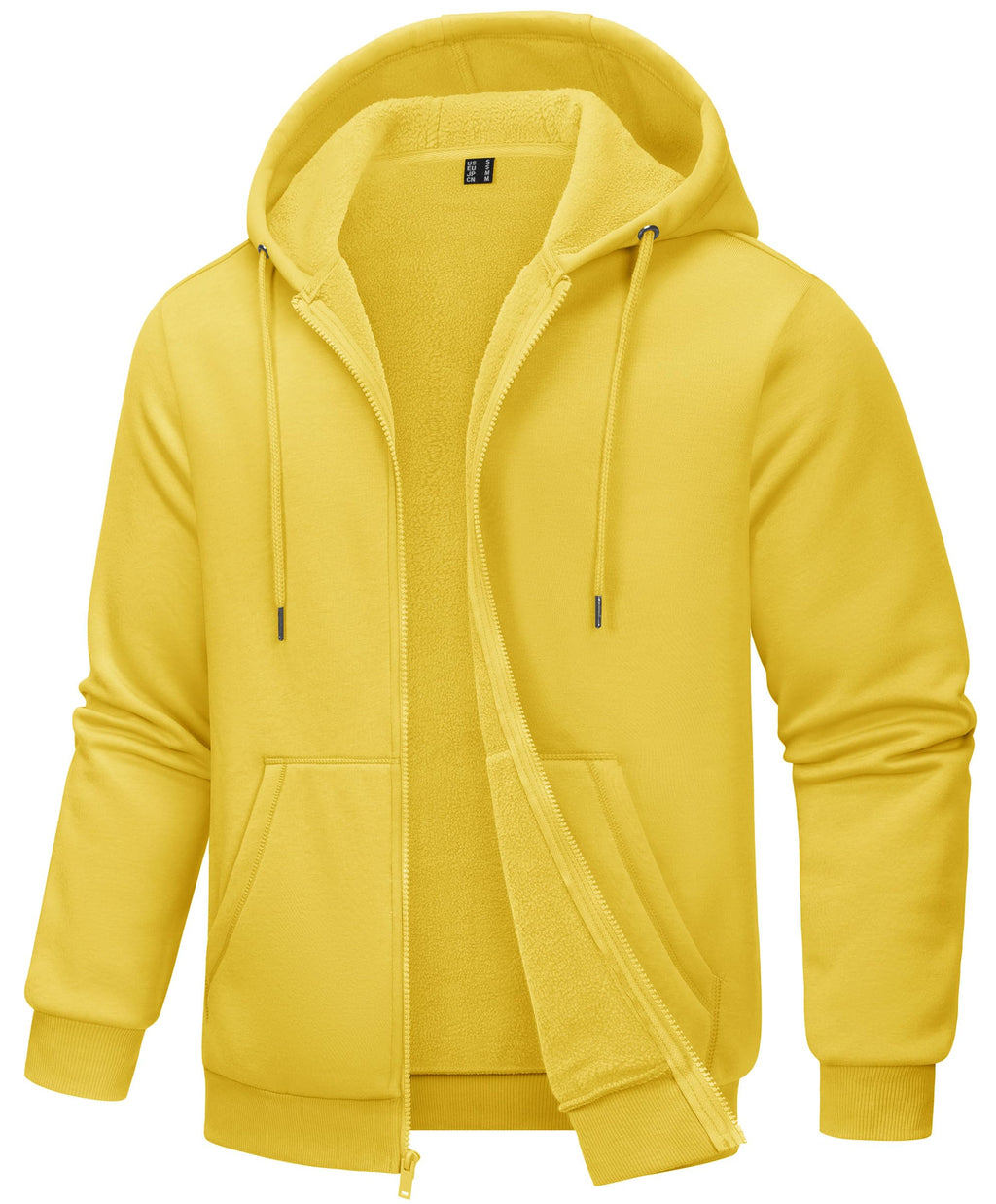 TACVASEN Mens Full Zip Hoodie Fleece Sweatshirt Hoodies Casual Jacket Zipper Hoodies Outdoor Athletic Yellow M