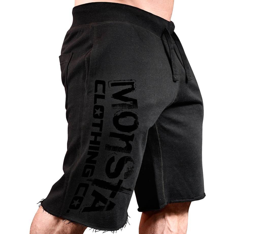 Monsta Clothing Co. Men's Workout (Monsta-Sig31) Gym Sweat Shorts (G:BK-A:BK)