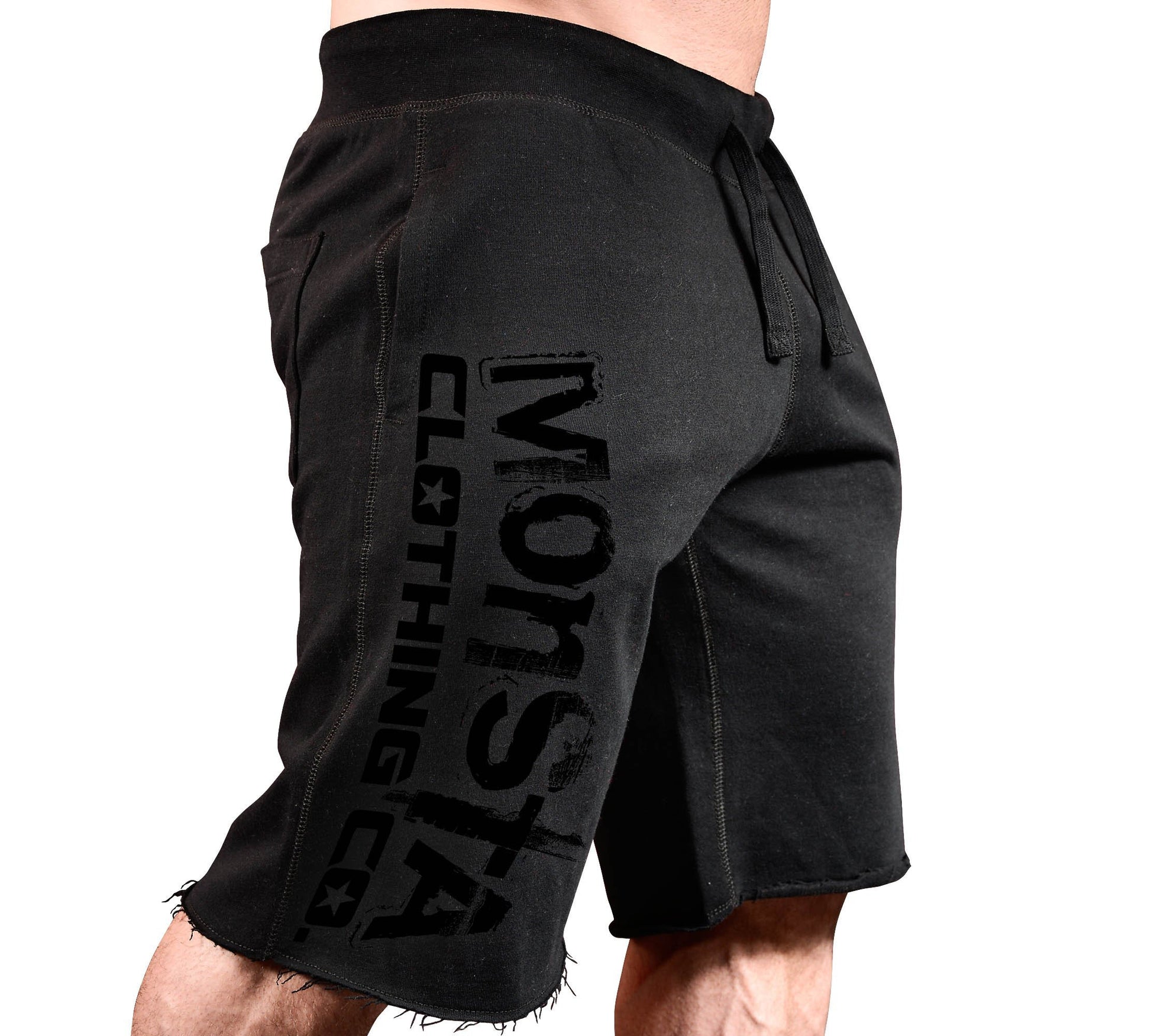 Monsta Clothing Co. Men's Workout (Monsta-Sig31) Gym Sweat Shorts (G:BK-A:BK)