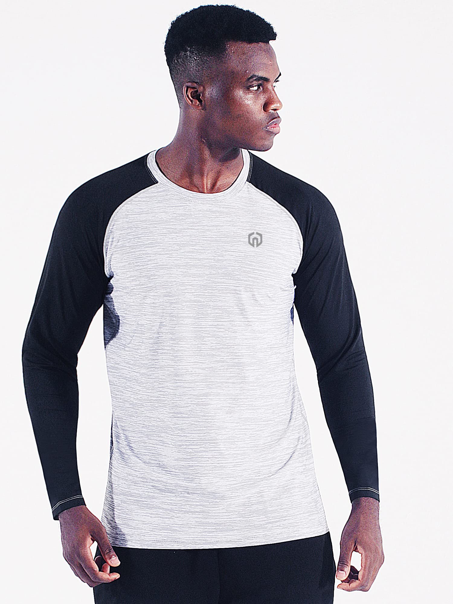 NELEUS Men's Running Shirt Long Sleeve Workout Shirts,5073,3 Pack,Navy/Slate Grey/Light Grey,3X-Large