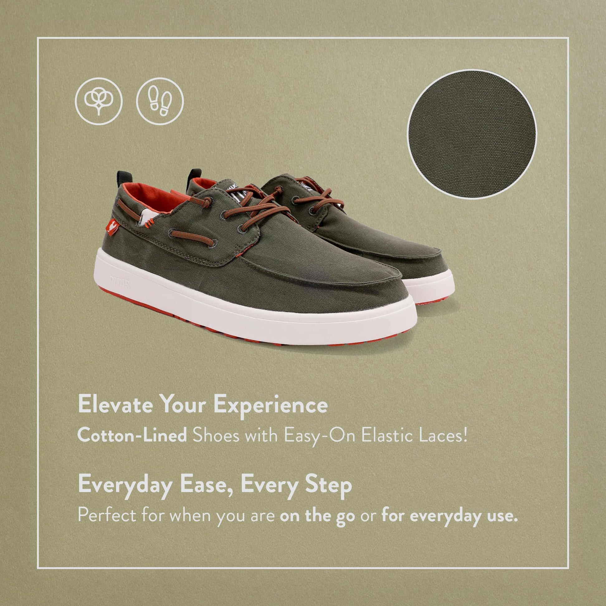 PITAS Men’s Maui Boat Shoes | Casual Slip-On Loafers for Men | Ultralight & Breathable Slip On Shoes | Khaki | Size 12