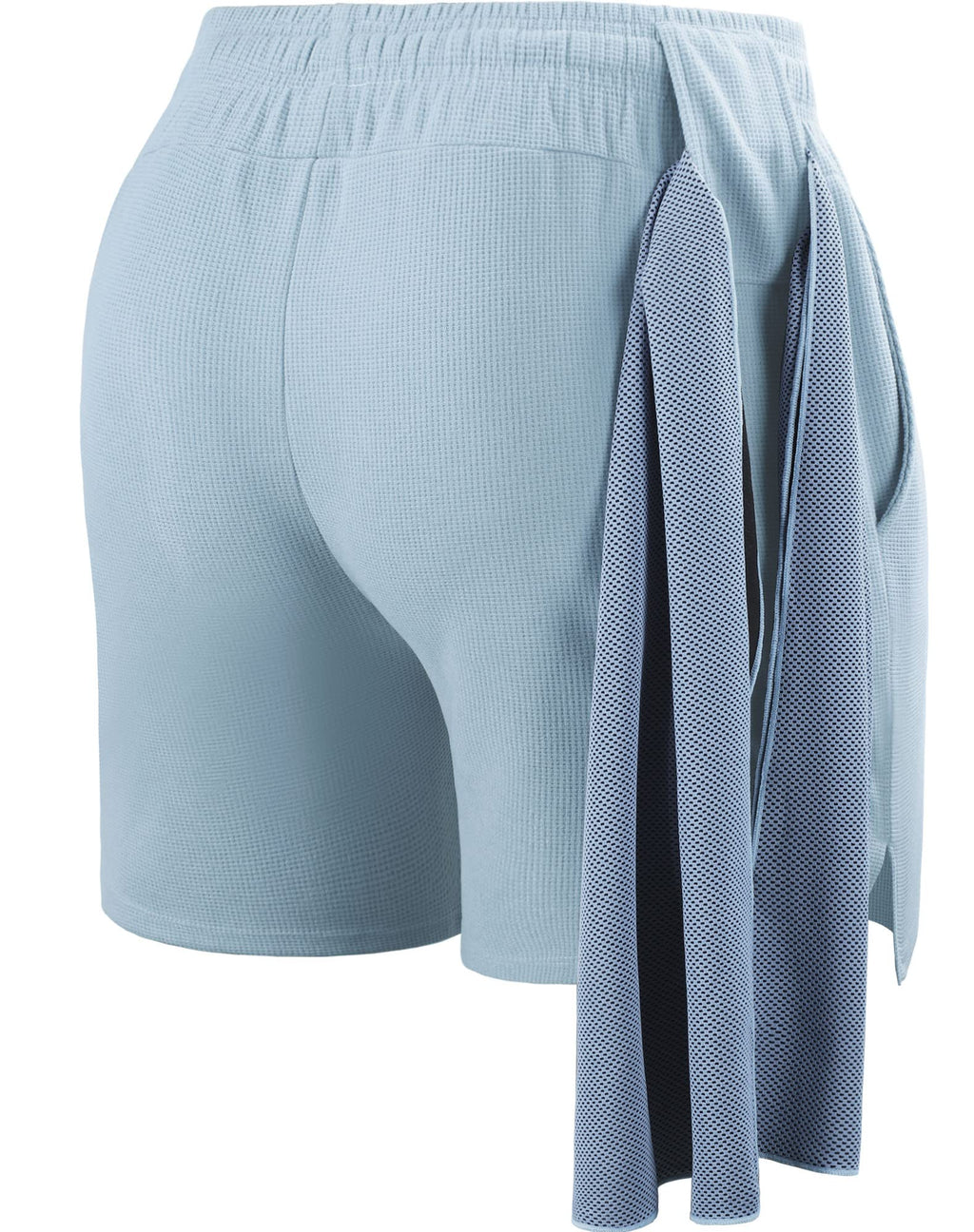 NELEUS Men's 3 Pack Running Shorts with Pockets,3D Honeycomb Thick Fabric,6112, Black/Light Grey/Light Blue,XL