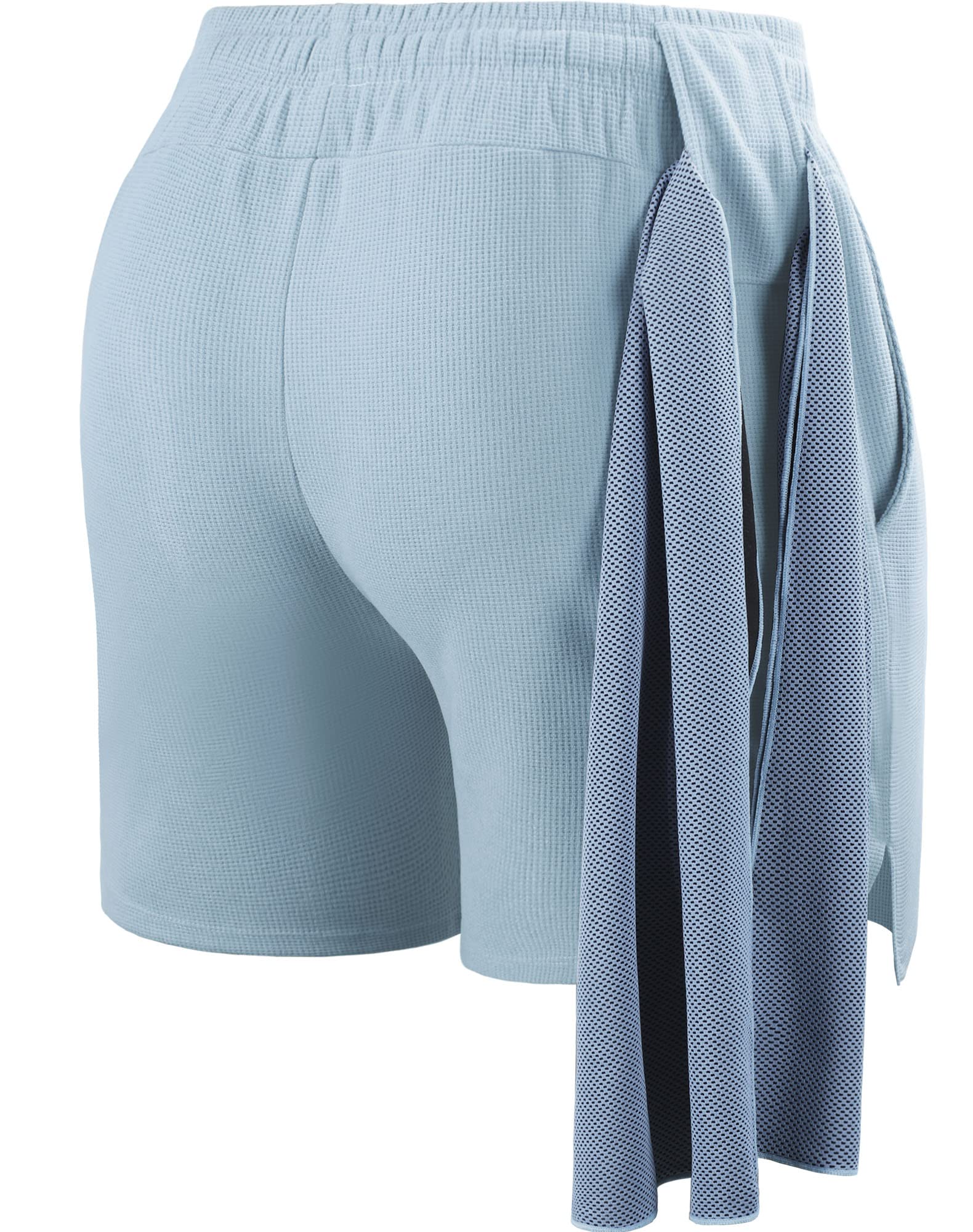 NELEUS Men's 3 Pack Running Shorts with Pockets,3D Honeycomb Thick Fabric,6112, Black/Light Grey/Light Blue,XL