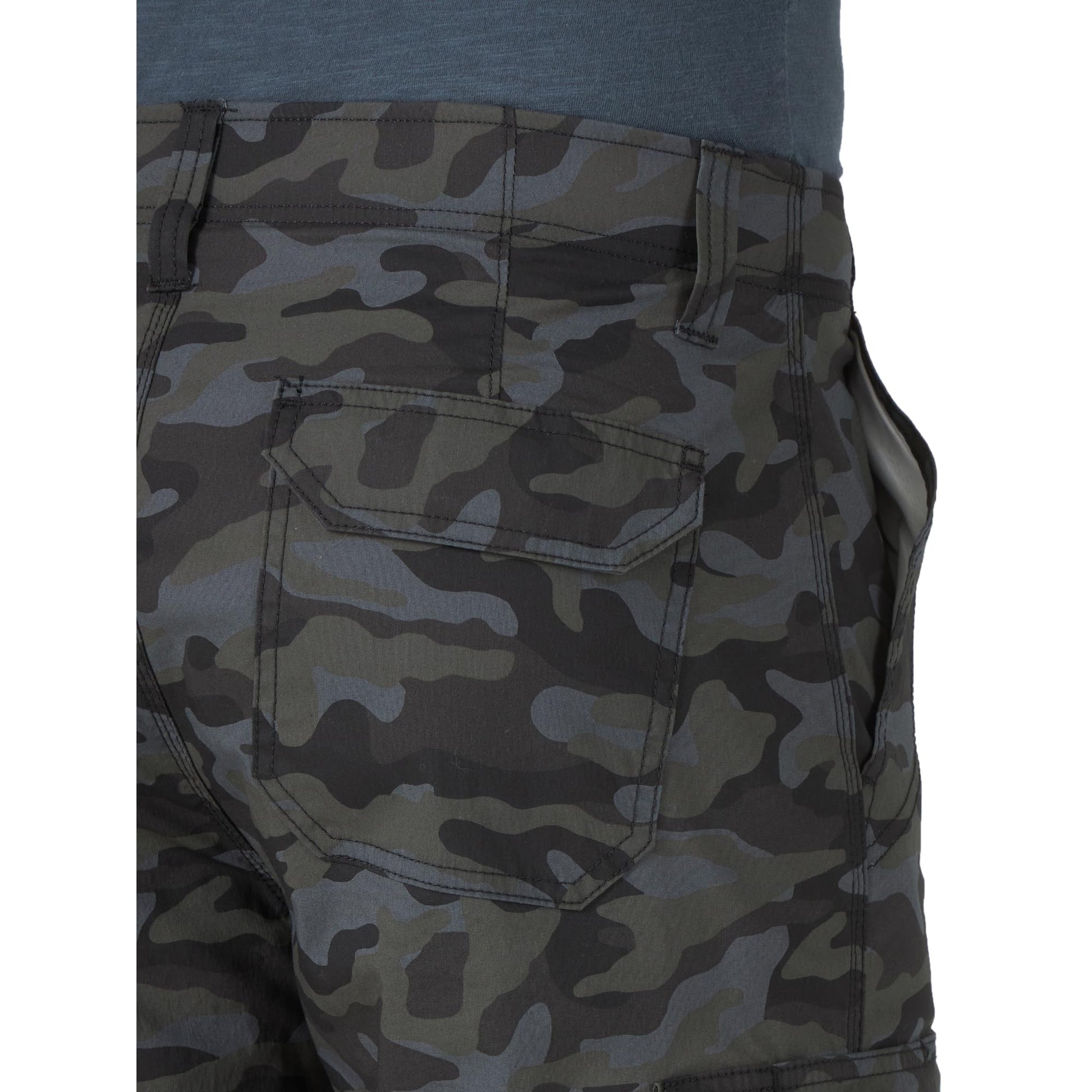 Lee Men's Extreme Motion Crossroad Cargo Short, Black Camo, 34