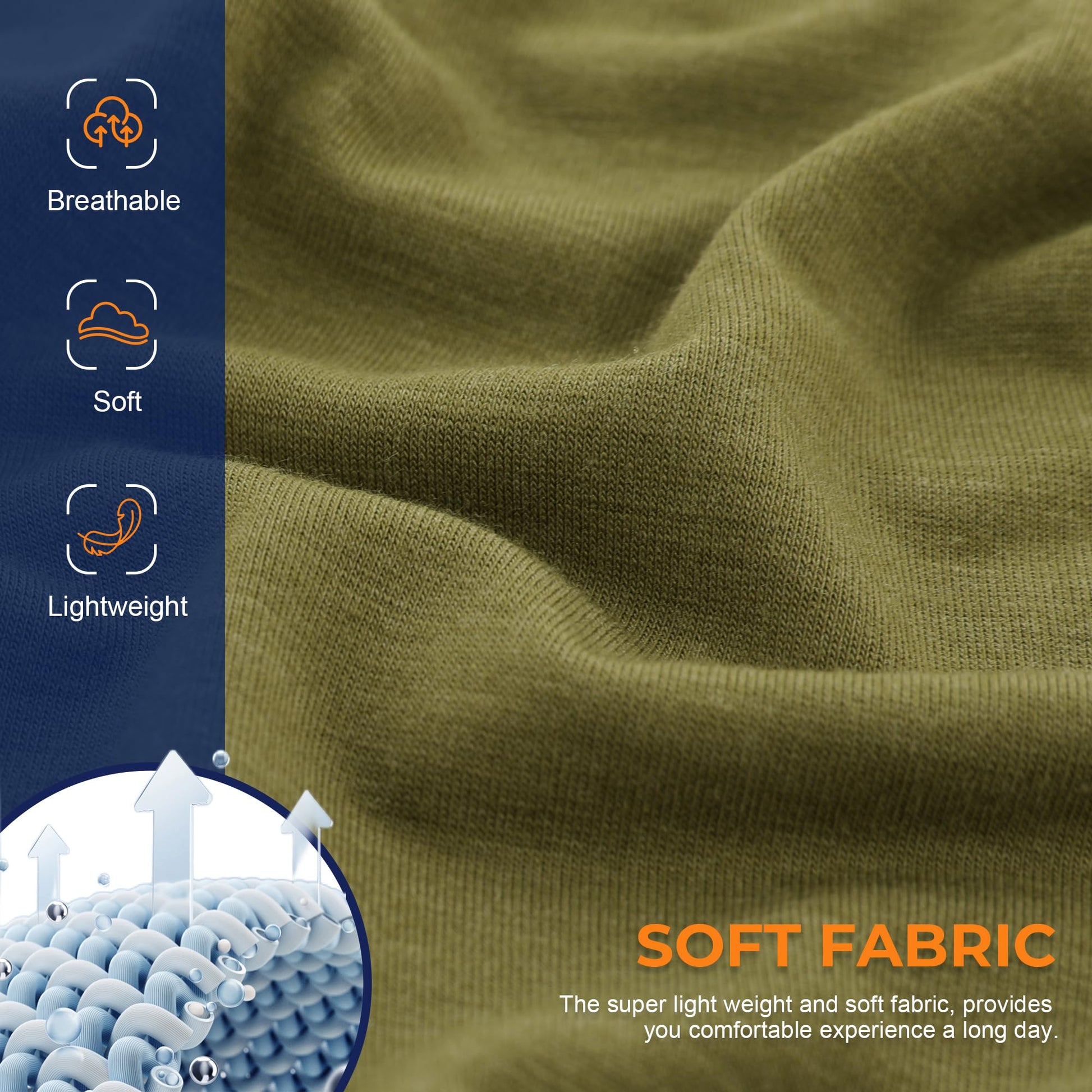 BAMBOO COOL Men's Underwear Breathable Boxer Briefs with Fly Moisture-Wicking Lightweight Underwear