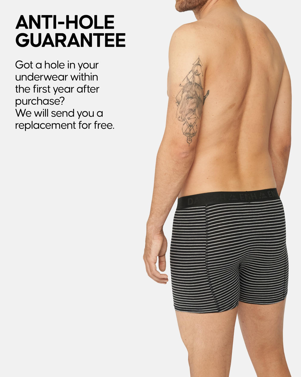 DANISH ENDURANCE 6 Pack Men's Organic Cotton Boxer Briefs, Tag-free Underwear Medium MC (2xBlack Stripe, 1xBlack, 1xNavy, 2xNavy Stripe) 6-pack