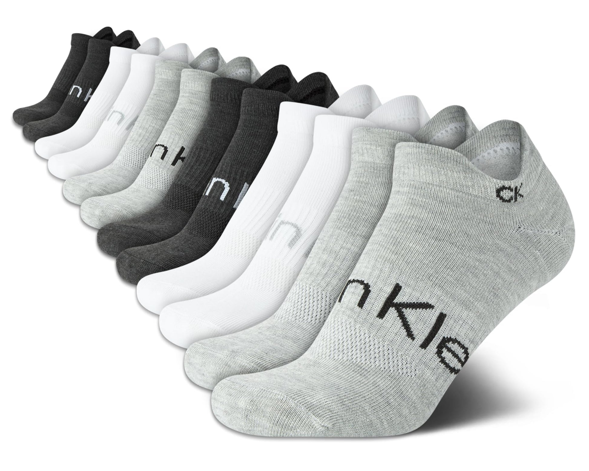Calvin Klein Womens No Show Socks - 12 Pack Soft Cushioned Athletic Low Cut Socks for Sneakers Loafers Boat Shoes (4-10), Size 4-10, Grey Tab