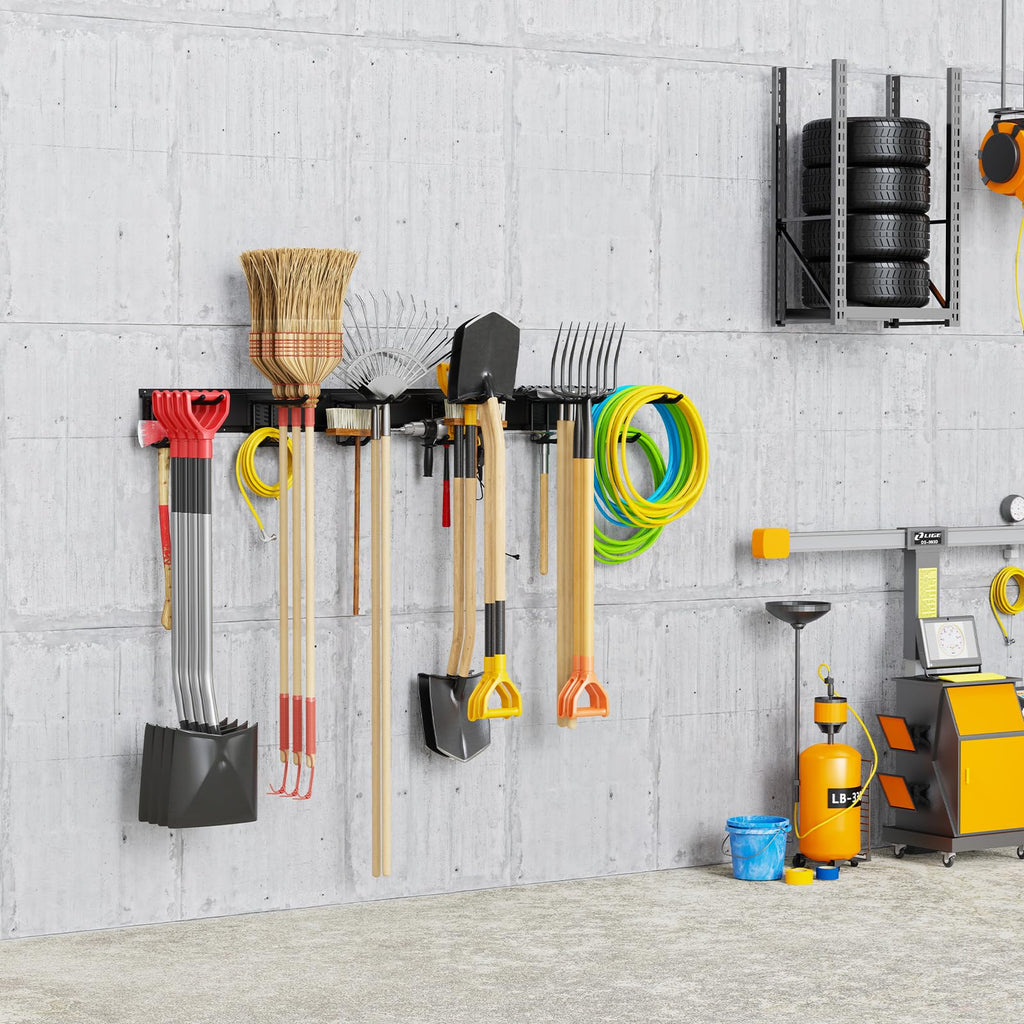 Waturis Tool Storage Rack, 48 Inch Heavy Duty Garage Wall Organzier, 13Pcs Adjustable Garden Tool Organizer for Garage Storage Organization Yard Shed Tool Organizer