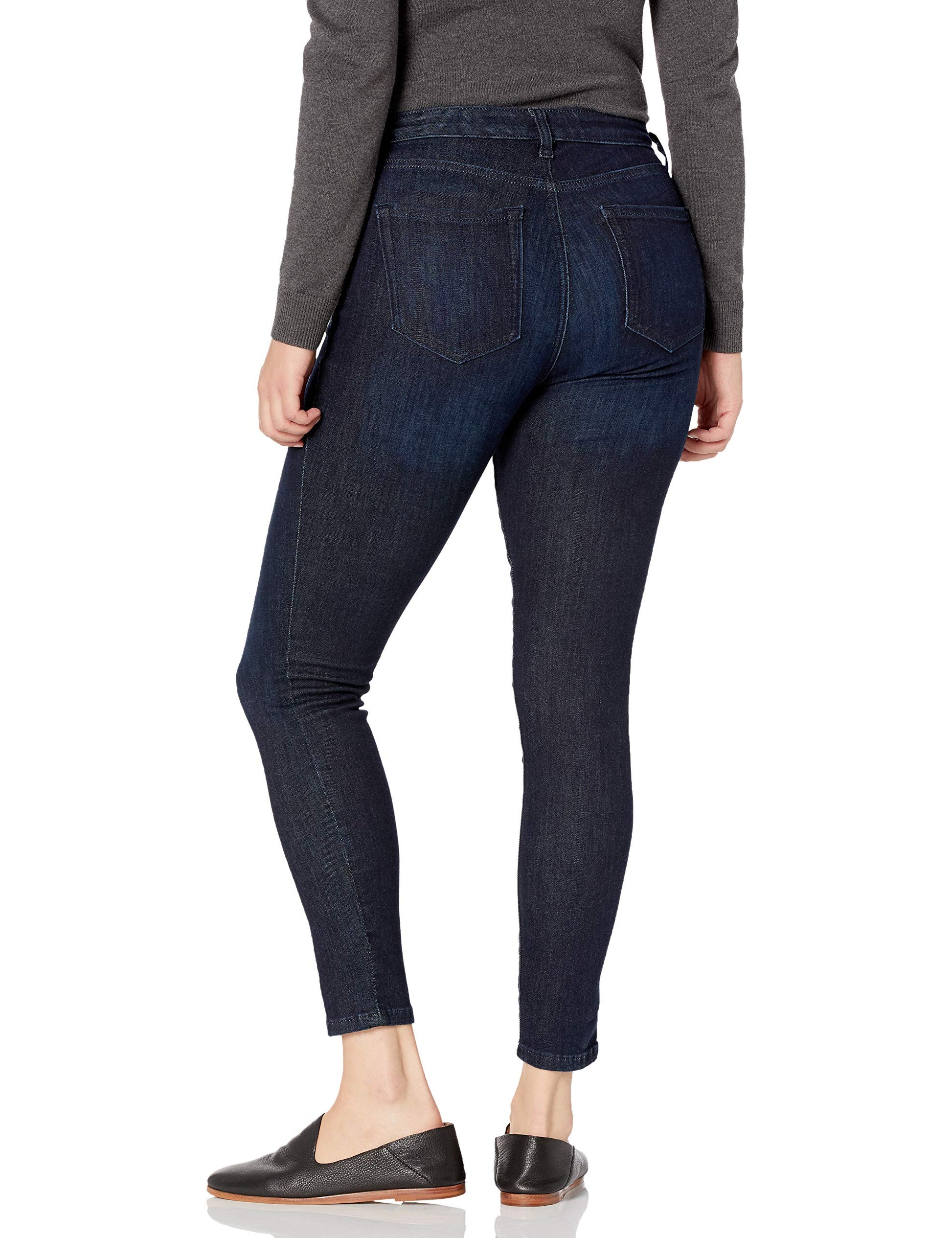 Amazon Essentials Women's Mid Rise Curvy Skinny Jeans, Dark Wash, 8