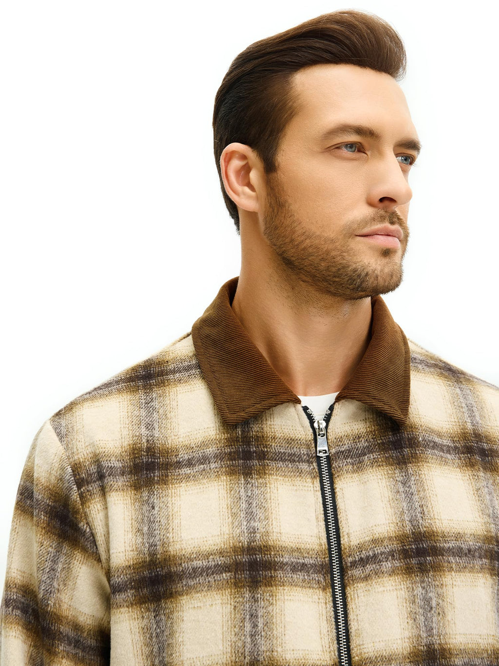 HOTake Men's Flannel Jackets Lightweight Fleece Jacket with Collar Small Brown