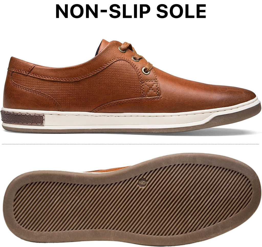 Jousen Men's Casual Shoes Memory Foam Mens Fashion Sneakers 3 Eyelets Business Dress Sneaker (A81Q06 Yellow Brown 10)