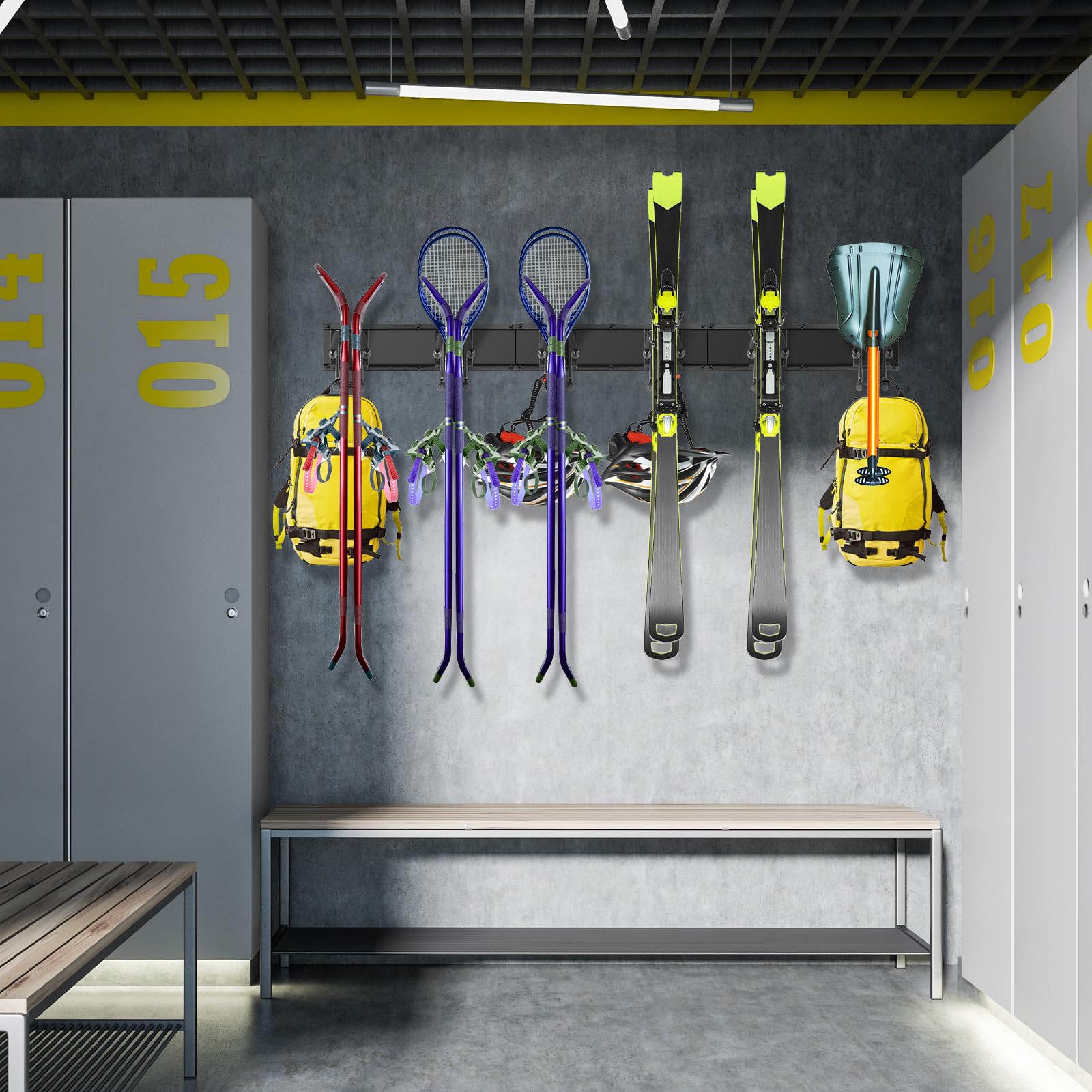 Waturis Tool Storage Rack, 48 Inch Heavy Duty Garage Wall Organzier, 13Pcs Adjustable Garden Tool Organizer for Garage Storage Organization Yard Shed Tool Organizer