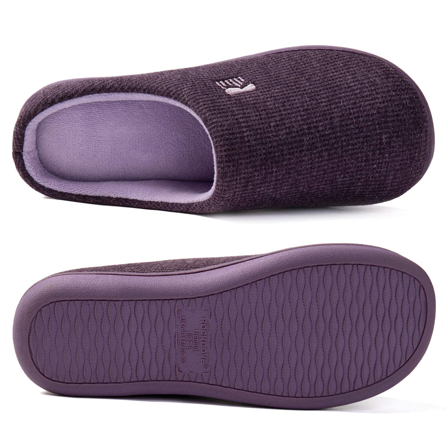 RockDove Women's Original Two-Tone Memory Foam Slipper, Size 9-10 US Women, Eggplant