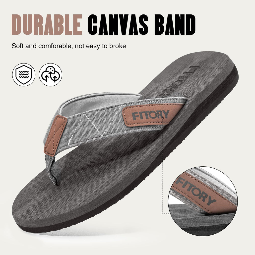 FITORY Men's Flip-Flops, Thongs Sandals Comfort Slippers for Beach Gray Size 10