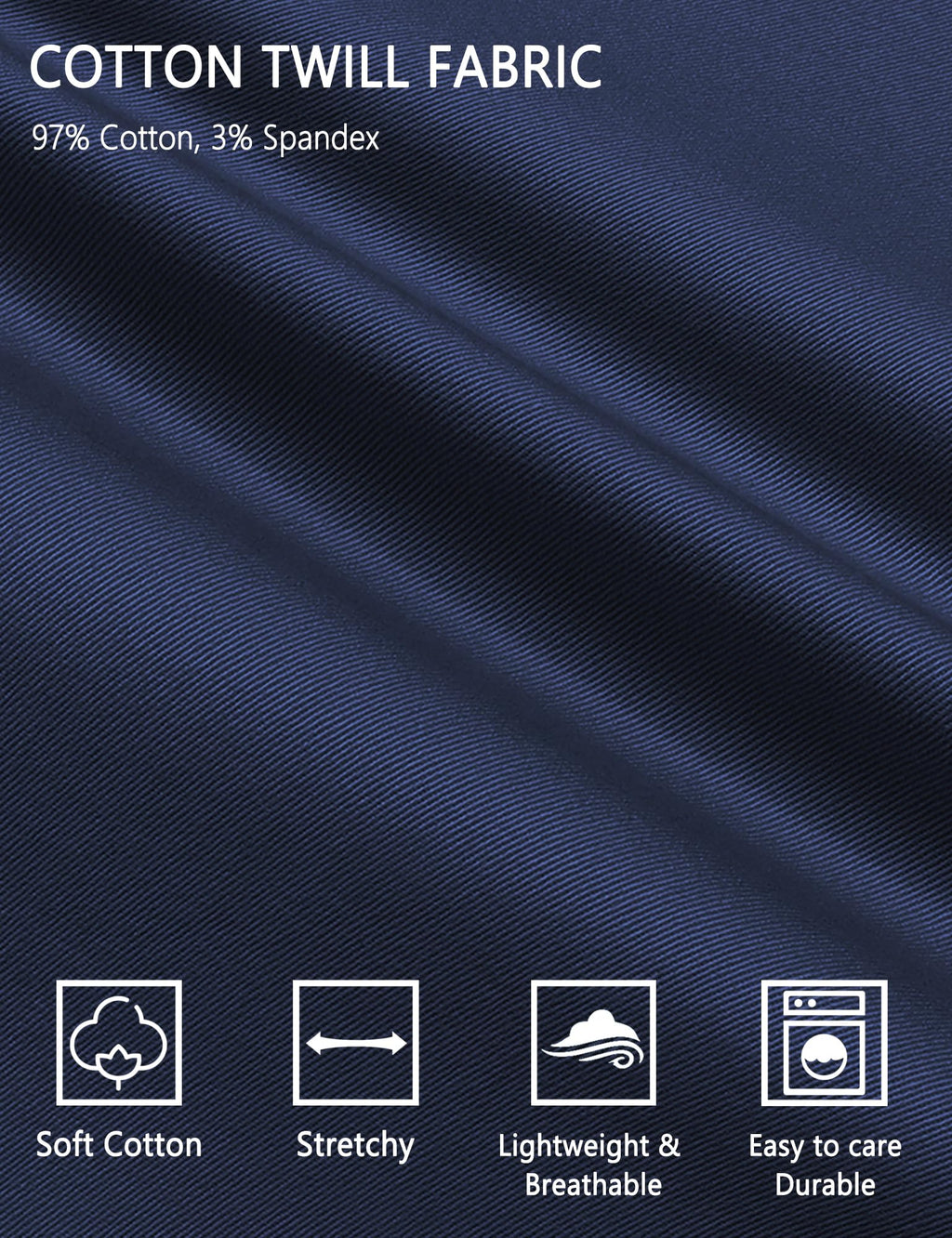 COOFANDY Mens Drawstring Cotton Pants Casual Pull On Leisure Pants Slim Fit Stretch Waist Band Slacks Spring 33x29 32x29 Navy Dark Blue