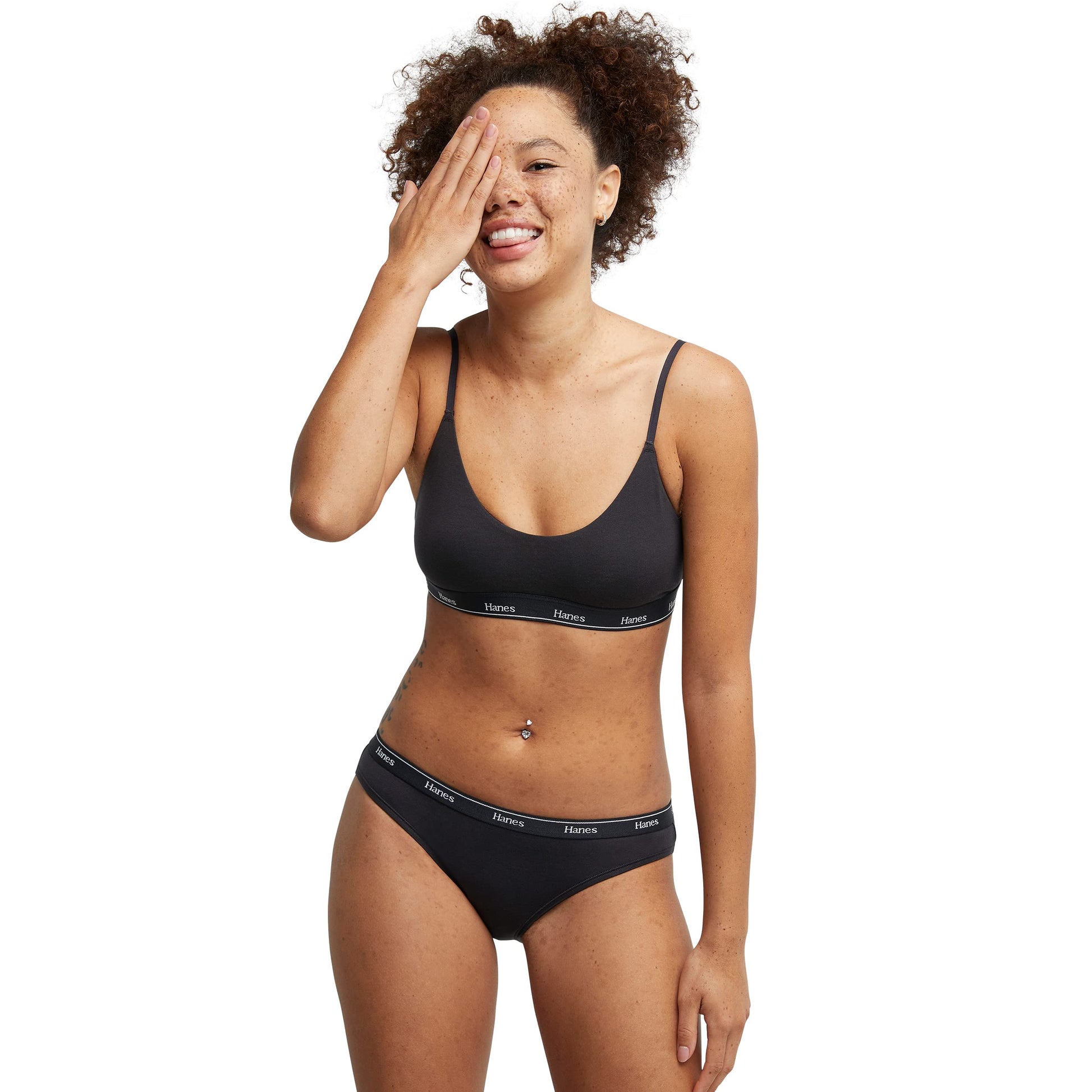 Hanes Women's Originals Bikini Panties, Breathable Stretch Cotton Underwear, Assorted, 6-Pack, Basic Color Mix, Small