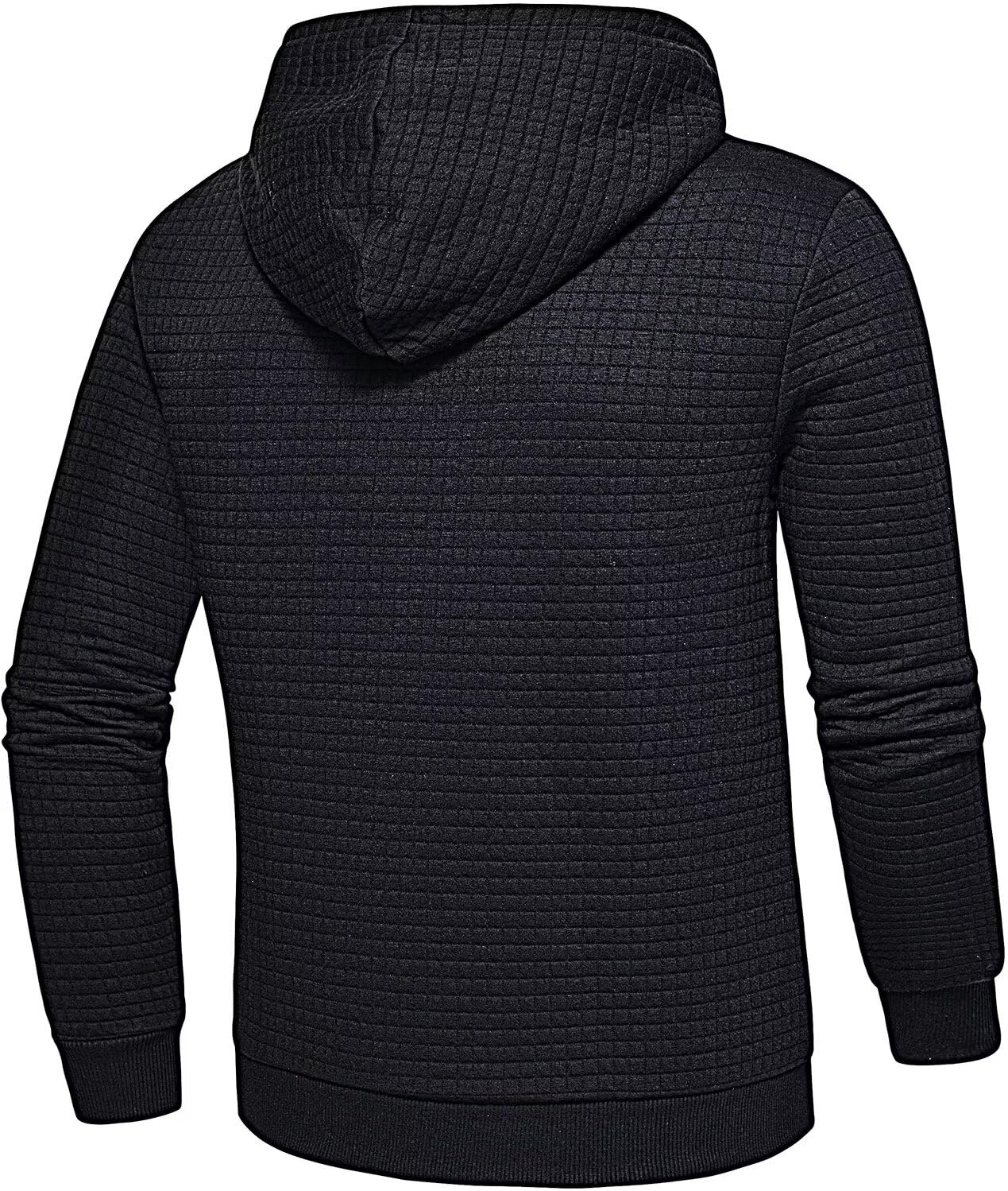 Men's Jacquard PlaidCloth Lightweight Zipper Hoodie Sweatshirt Jacket Black Large