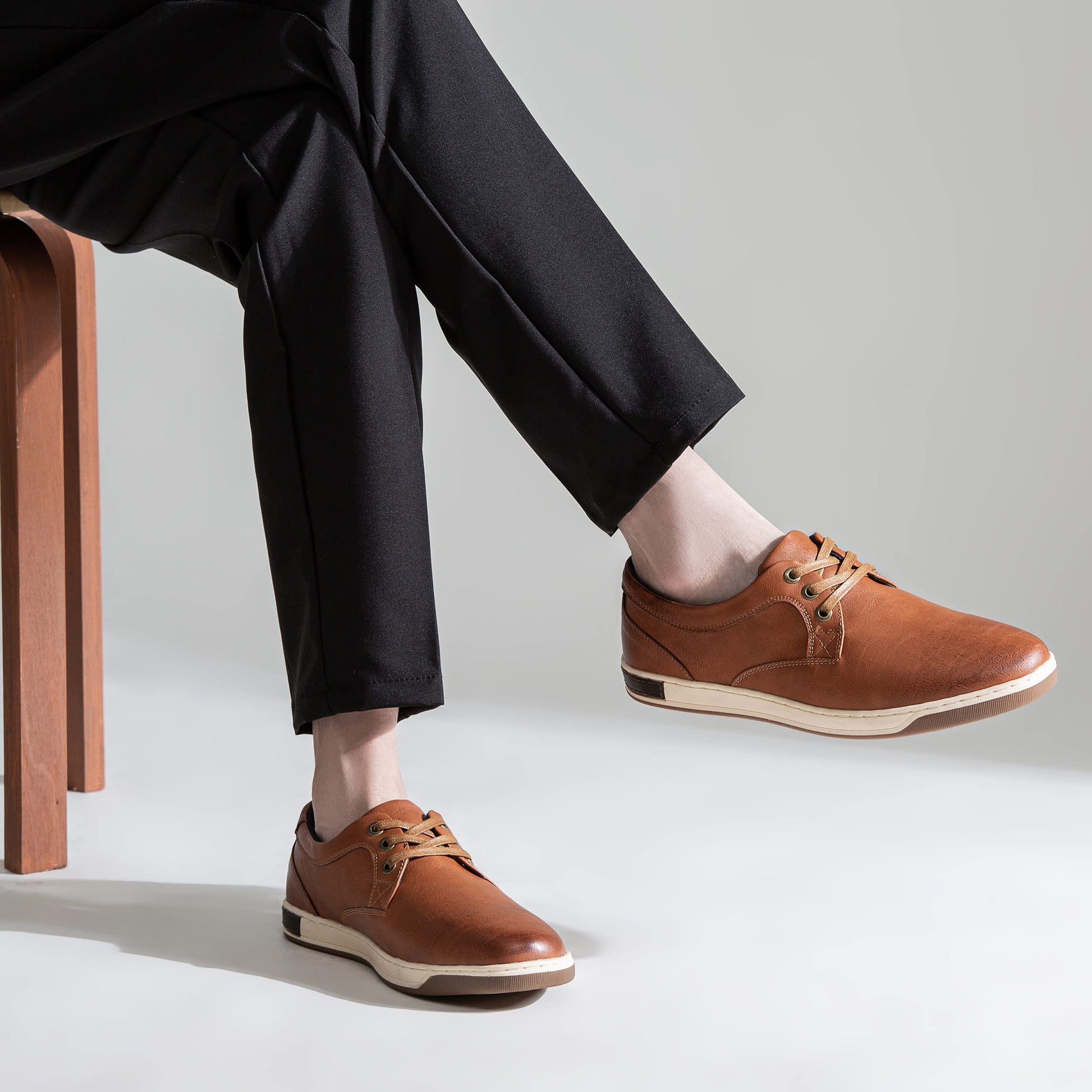 Jousen Men's Casual Shoes Memory Foam Mens Fashion Sneakers 3 Eyelets Business Dress Sneaker (A81Q06 Yellow Brown 10)