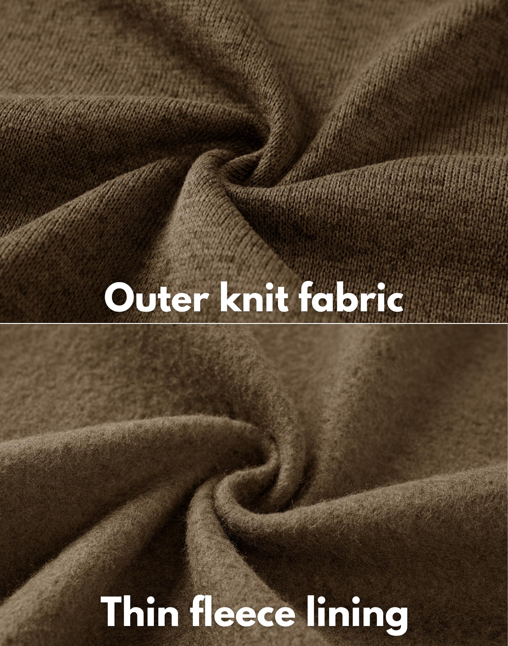 COOFANDY Light Fleece Jackets for Men Lightweight Fall Sweater Jacket Stand Collar for Outdoor Camping,Brown,L