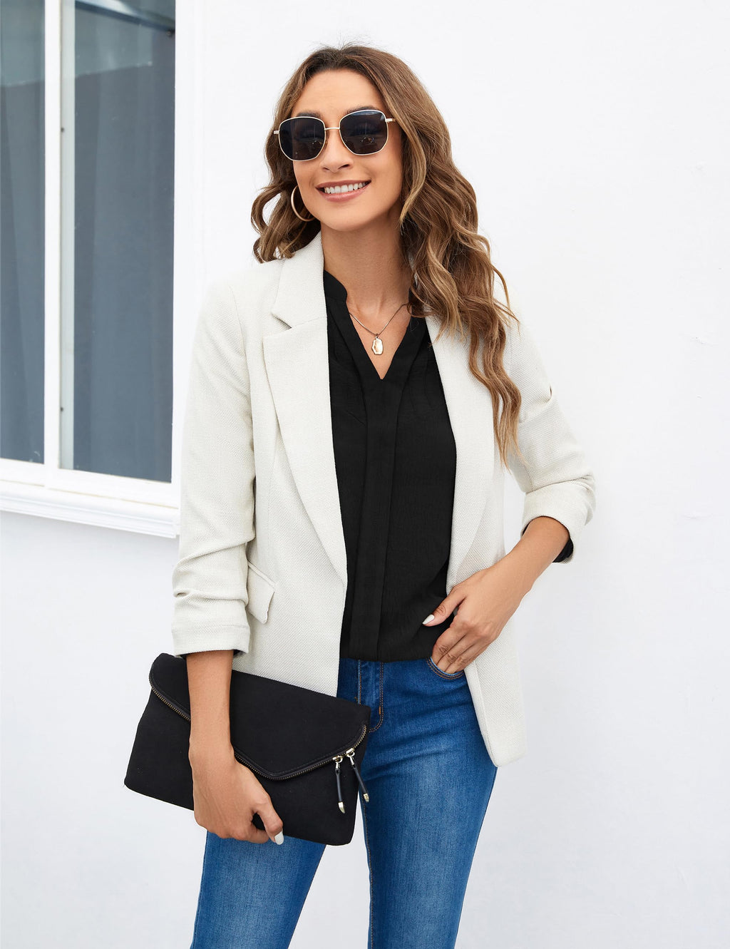 Blooming Jelly Women's Dressy Casual Tops Business Work Blouses Black Long Sleeve Dress Shirts 2025(X-Large,Black)