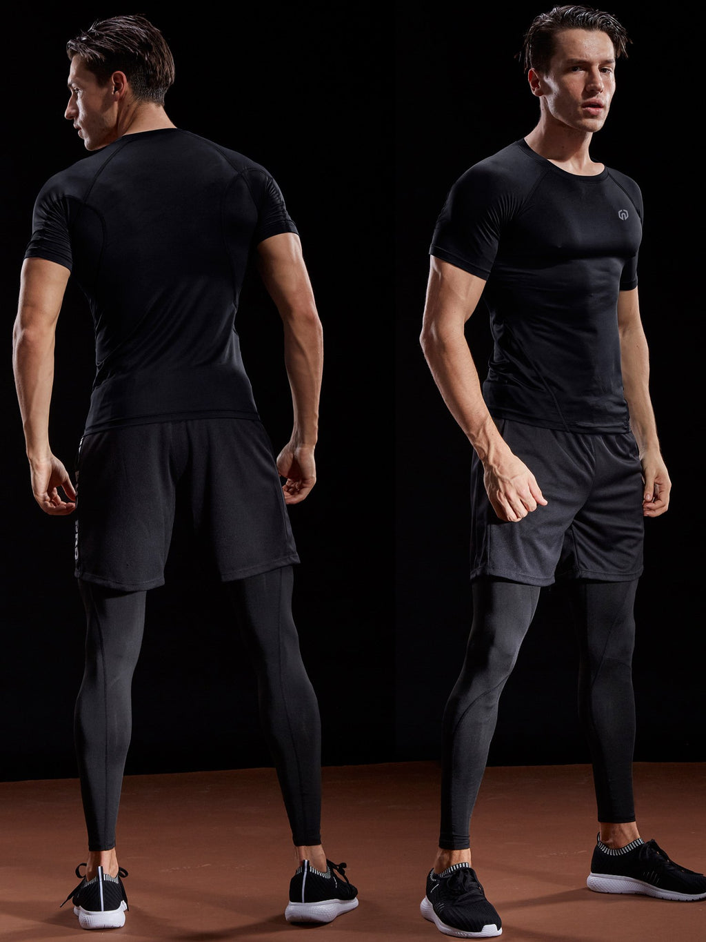 NELEUS Men's 3 Pack Compression Baselayer Athletic Workout T Shirts,5022,Black,Black(Grey),Black(red),XL,EU 2XL