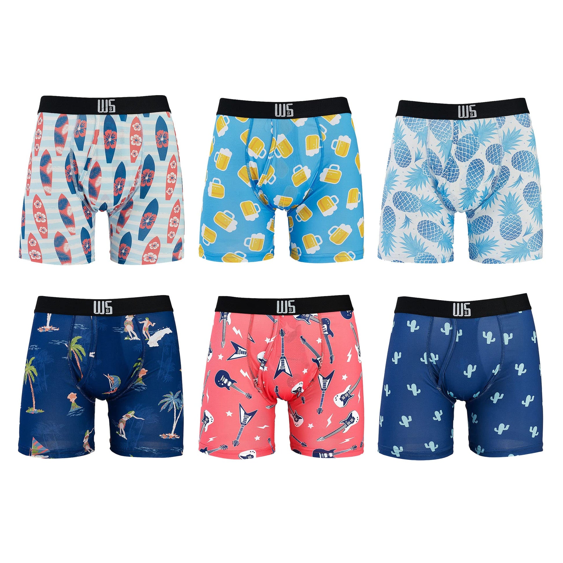 Warriors & Scholars Boxer Briefs For Men Pack Of 6, Ultra Soft, Breathable Quick Dry, Moisture-Wicking Mens Underwear, 428F L