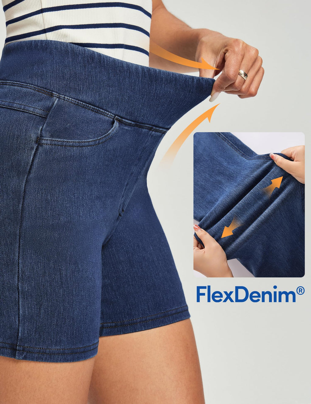 IUGA Stretchy Jean Shorts for Women High Waisted Pull On Jorts with Pockets Denim Shorts Women Summer Casual Shorts 2025