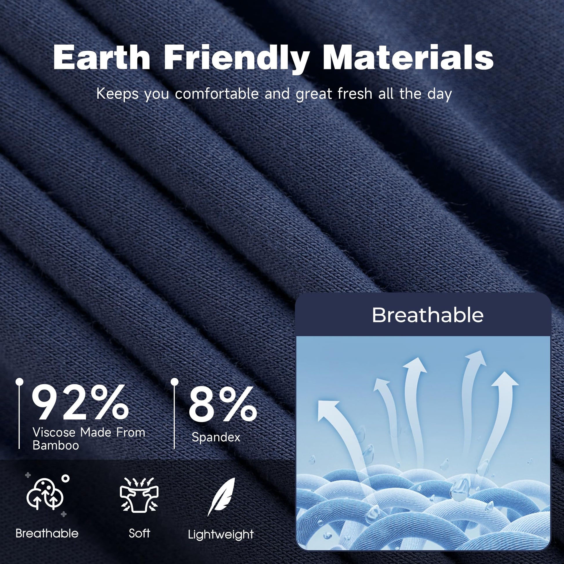 BAMBOO COOL Men's Ultra ComfortSoft Underwear, Moisture Wicking & Breathable No Ride Up Boxer Briefs with Fly, Multipack