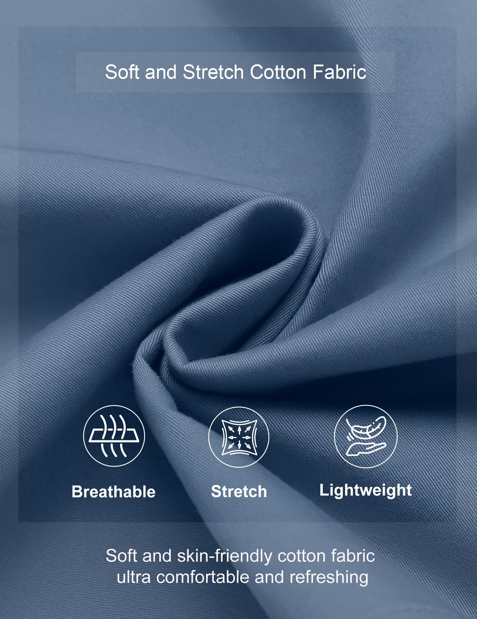 COOFANDY Men's Summer Beach Shorts Lightweight Elastic Waist Drawstring Golf Shorts Denim Blue