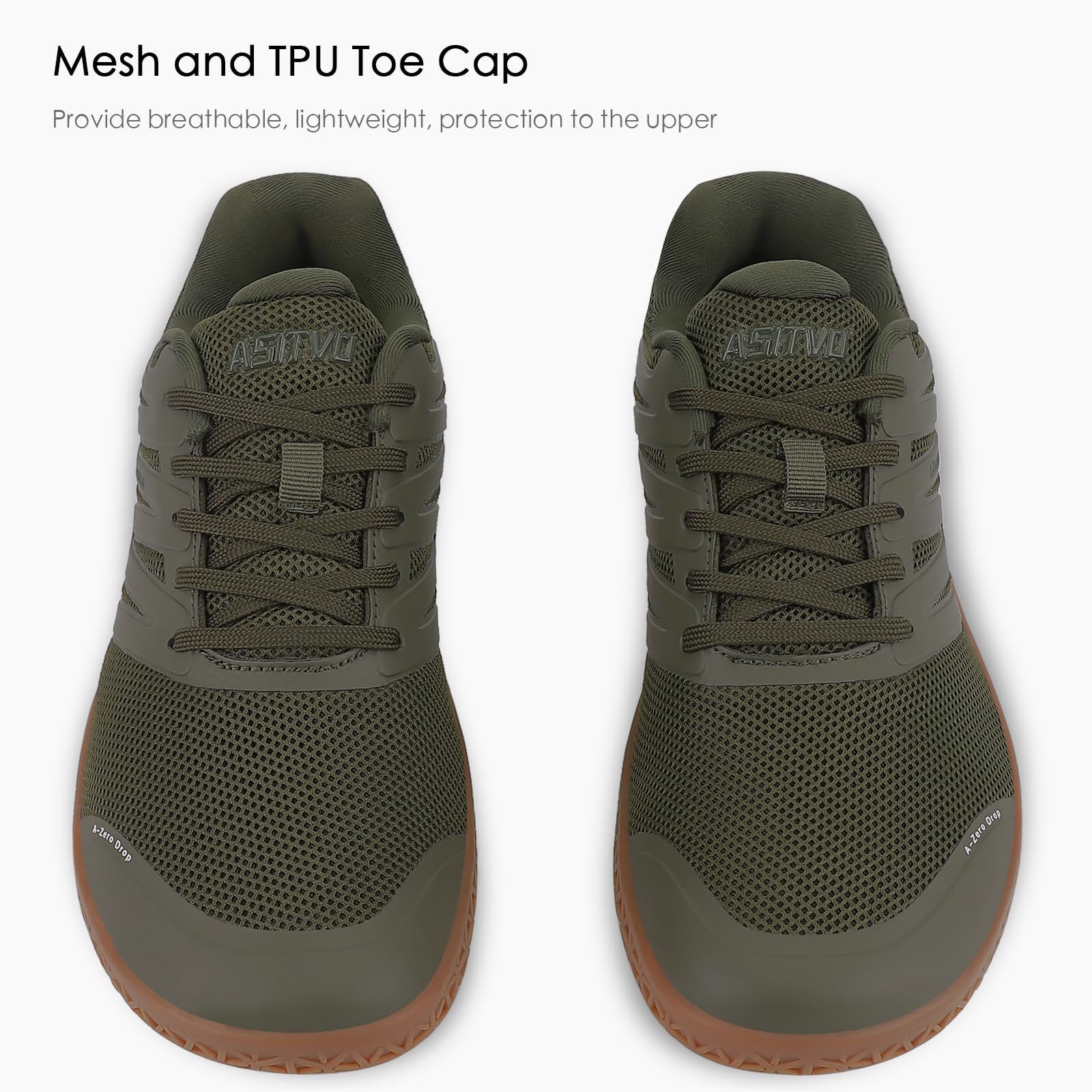 ASITVO Wide Men's Barefoot Zero Drop Sole Minimalist Width Toe Box Walking Shoes Sneakers Size 11 TPU No-Sew Upper Cross-Trainer Trail-Running Shoes Army Green 45