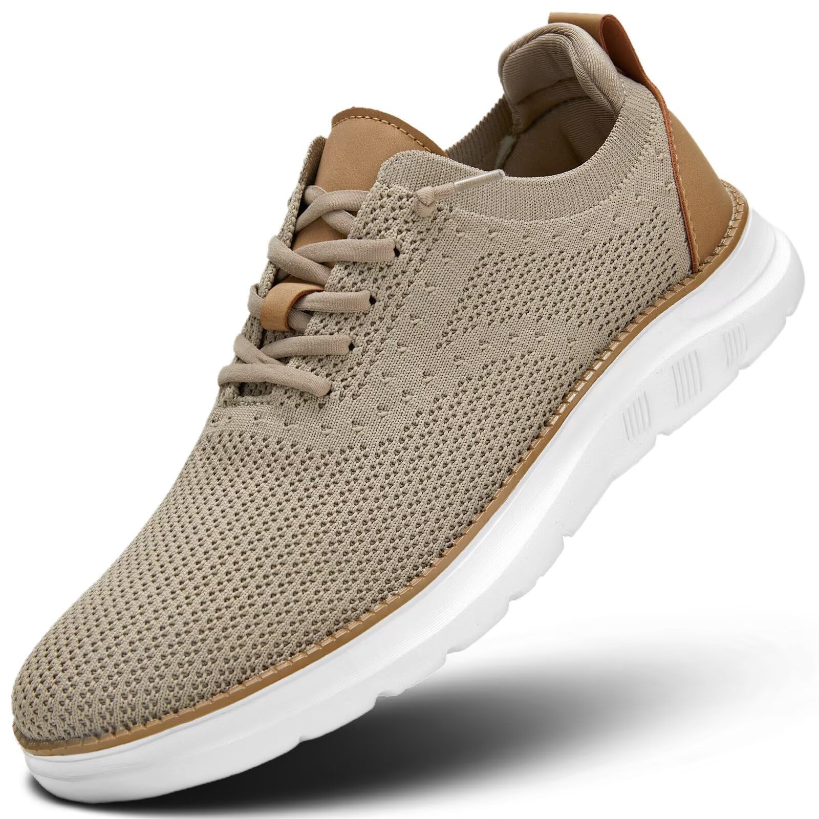 Men's Mesh Sneakers Oxfords Lace-Up Lightweight Casual Walking Shoes Driving Shoes Khaki