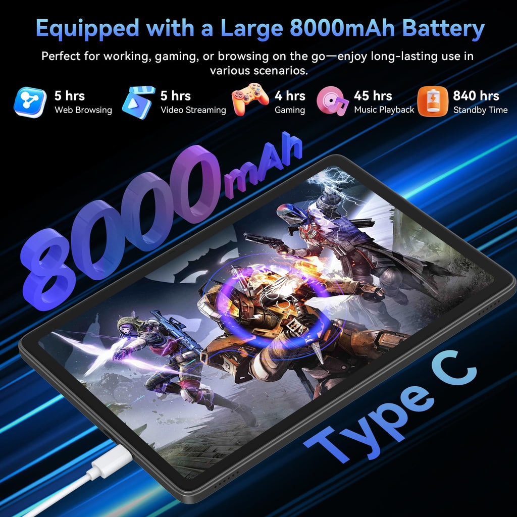 Tablet 2025 World's First Android 16 Tablet with Gemini AI, 11 Inch FHD Display, 24GB RAM 128GB ROM /2TB TF, T7250 CPU+13MP Camera, 8000mAh, Widevine L1, 2 in 1 Tablets with Keyboard Mouse Stylus