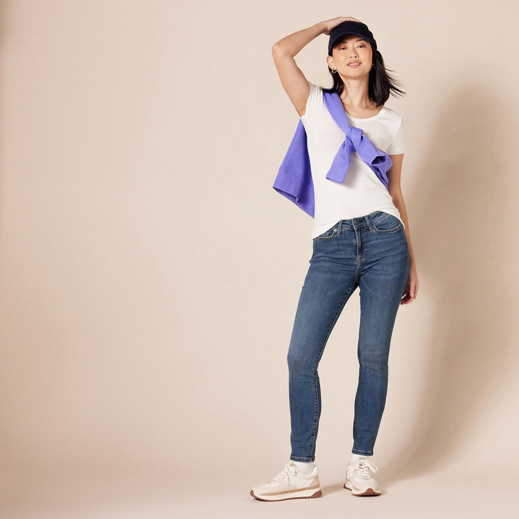 Amazon Essentials Skinny Jeans for Women, High Waist, Stretchy Denim, Medium Wash, 14