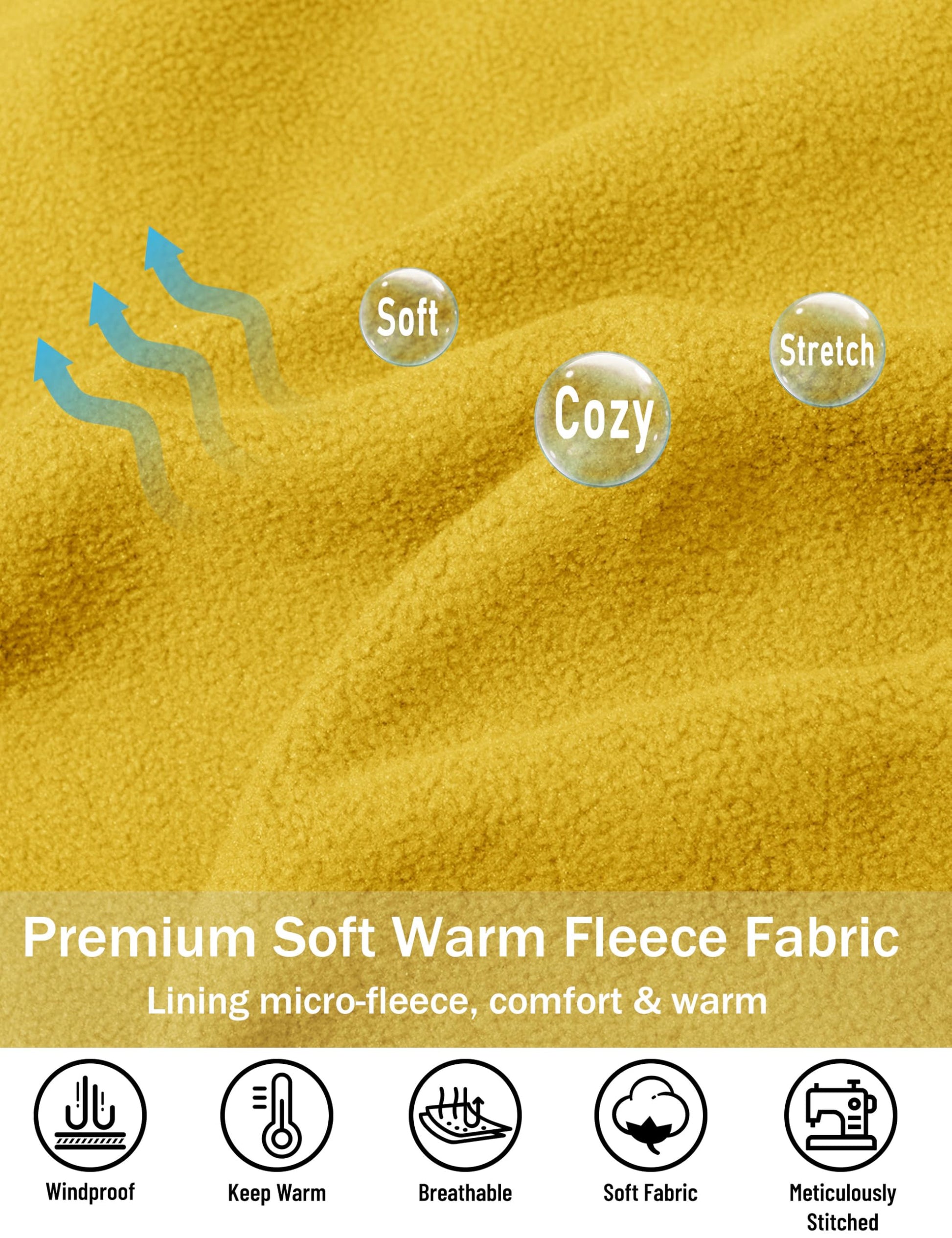 TACVASEN Mens Full Zip Hoodie Fleece Sweatshirt Hoodies Casual Jacket Zipper Hoodies Outdoor Athletic Yellow M