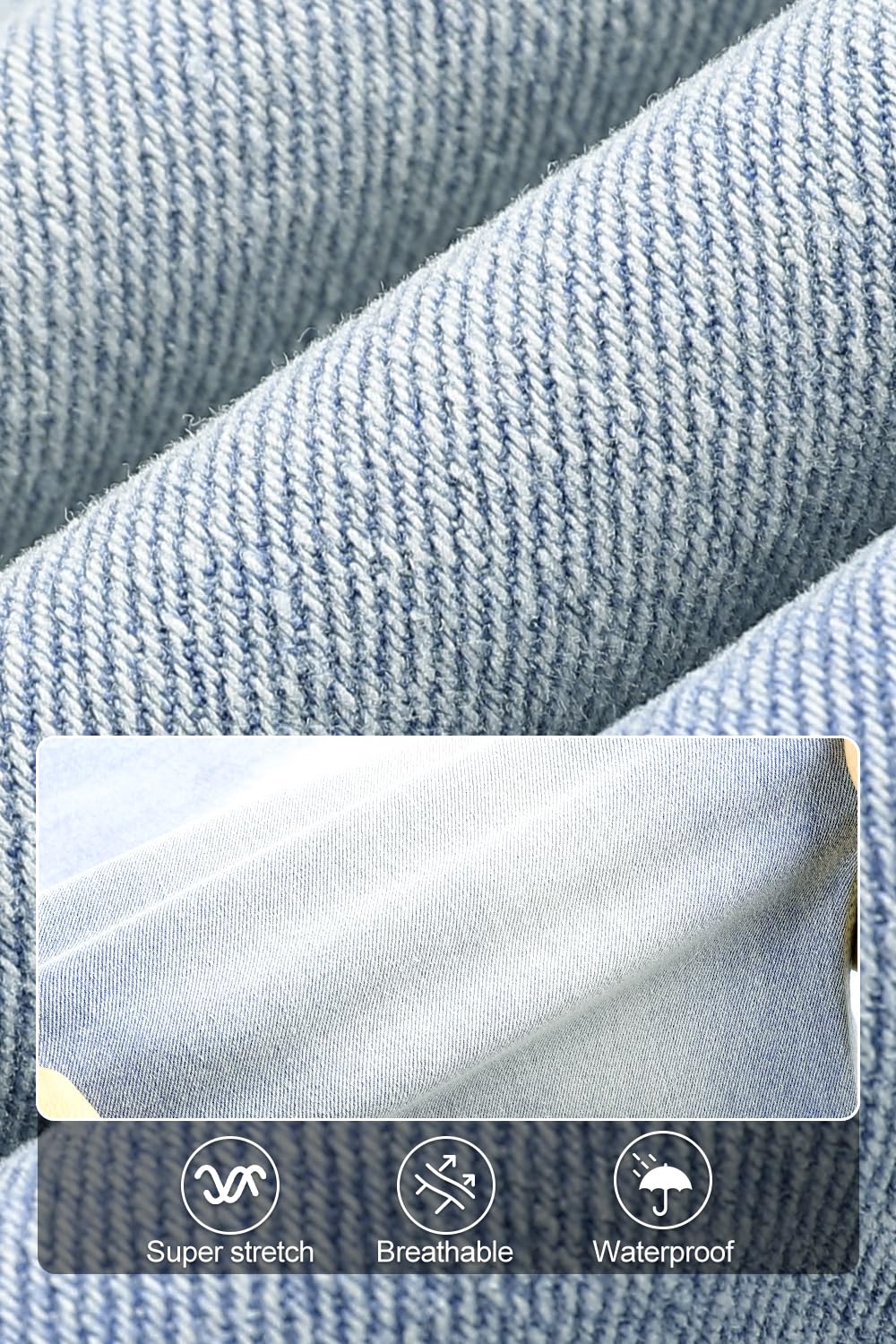 Mens Jeans Relaxed Fit Stretch Denim Jeans Men Slim fit Work Pants Light Blue 30×30