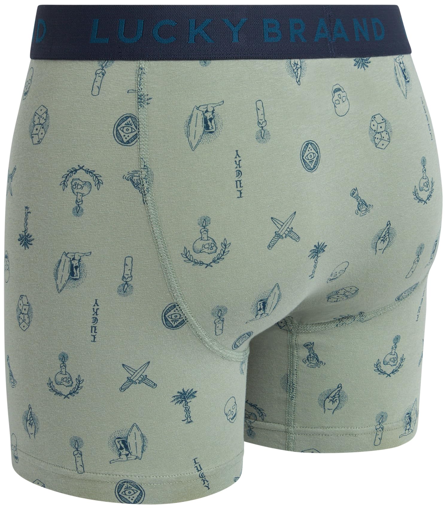 Lucky Brand Mens Boxer Briefs - 6 Pack Soft Stretch Mens Underwear with Functional Fly Pouch Boxers for Men (Sizes: S-2XL), Size Large, Indigo/Light Green/Charcoal Grey